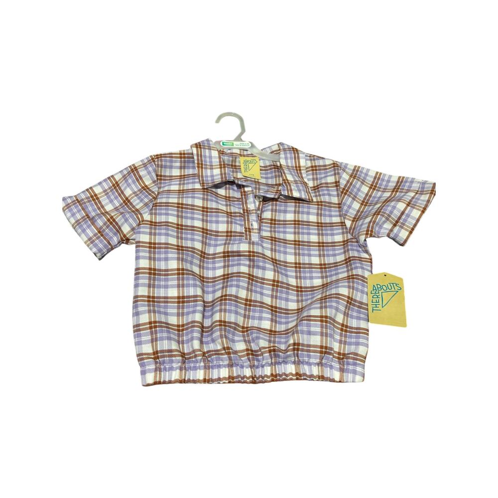 There Abouts S 7/8 plaid short sleeve shirt elastic waste nwot perfect plaid